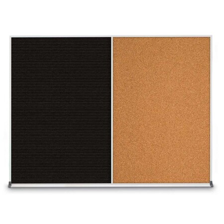 United Visual Products Triple Door Radius Corkboard, 96"X48", G UV8006-GOLD-RUBBER